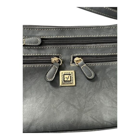 Stone Mountain Gray Faux Leather Crossbody Bag – Multi-Zip – Adjustable Strap – - Picture 3 of 5